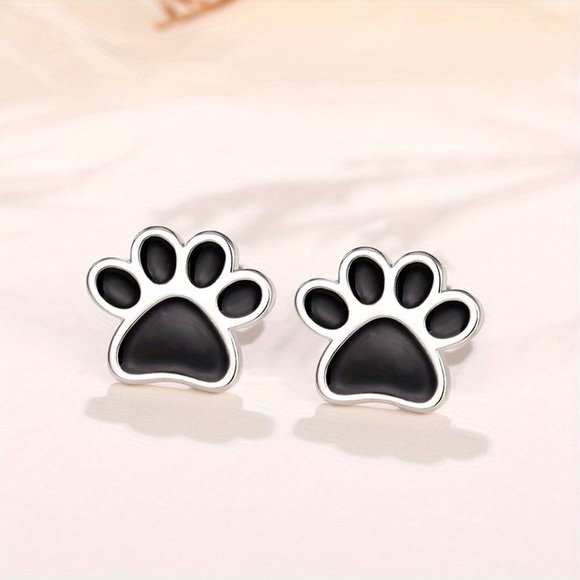 Women’s Stud Animal Paw Earrings 925 Silver - Picture 6 of 8